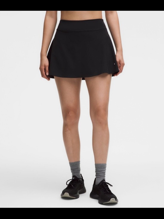 lululemon athletica Dresses & Skirts - Lululemon Black Tennis Skirt High Rise Stitched Logo XL